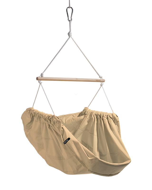 Hängender Schaukelstuhl beige meliert HOJDAVAK MAXI mit Kissen